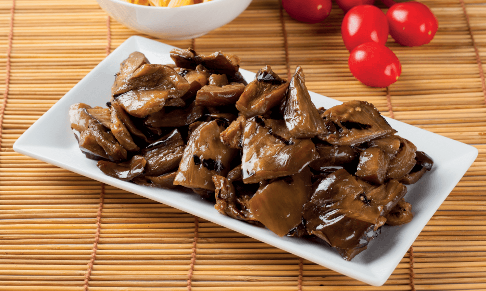 Melanzane a pezzi grigliate in olio