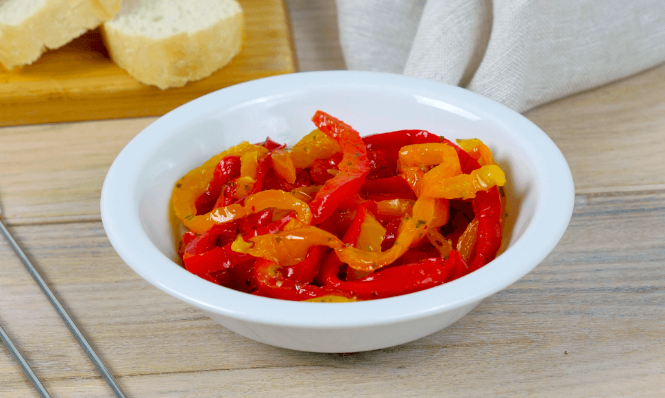 Peperoni rossi e gialli a filetti in olio